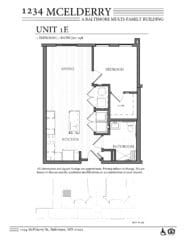 1234 McElderry Floor Plan - 1 Bedroom